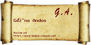 Güns Andos névjegykártya